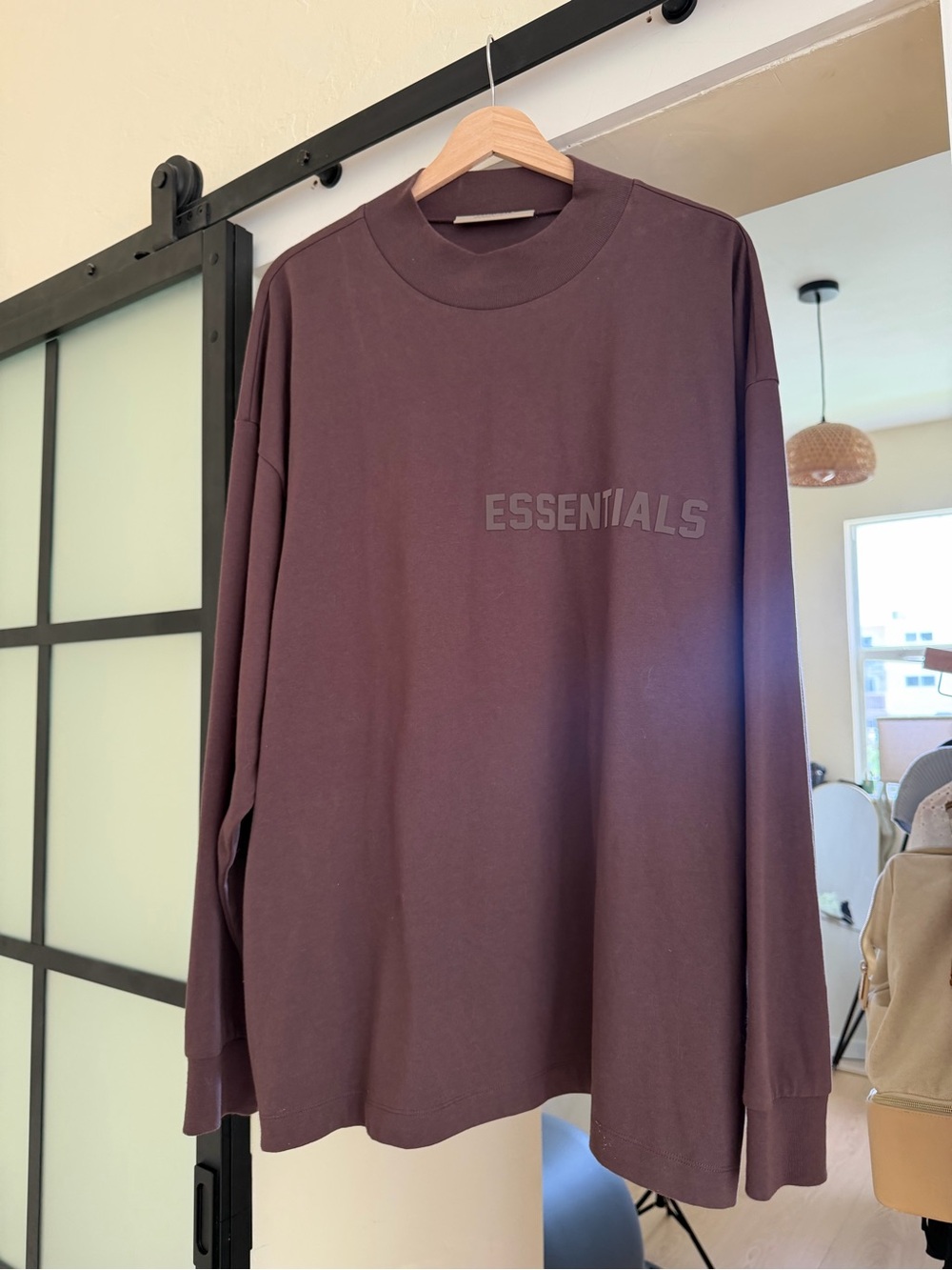 Fear of God ESSENTIALS Long-Sleeve Crewneck in Brown